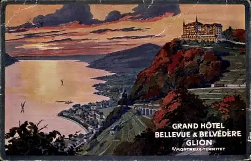 Ak Glion Montreux Kanton Waadt, Grand Hotel Bellevue & Belvedere
