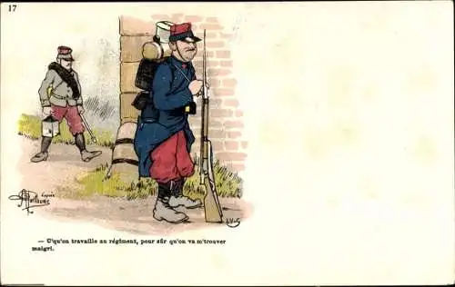 Künstler Ak Guillaume, Albert, Französische Soldaten, Soldatenhumor