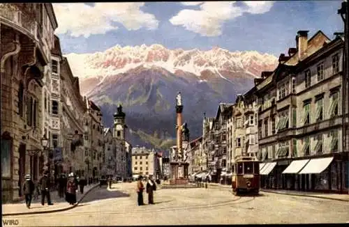Künstler Ak Innsbruck Tirol, Maria Theresienstraße, Straßenbahn, Wiro 2260 A