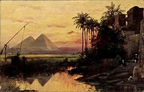 Künstler Ak Wuttke, C., Gizeh Ägypten, Pyramiden