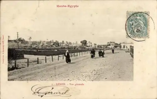 Ak Keneh Ägypten, Vue generale, Straßenpartie, Einheimische, Blick auf den Ort