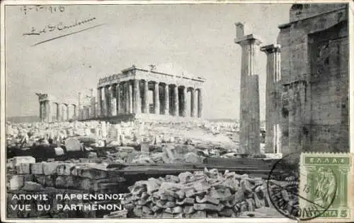 Ak Athen Griechenland, Akropolis, Blick auf den Parthenon, Ruine