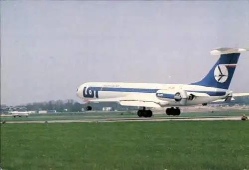 Ak Polnisches Passagierflugzeug Iljuschin Il 62 M Intercontinental Fan-Jet, LOT