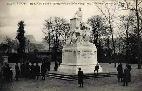 Ak Paris I Louvre, Jardin des Tuileries, Denkmal zur Erinnerung an Jules Ferry