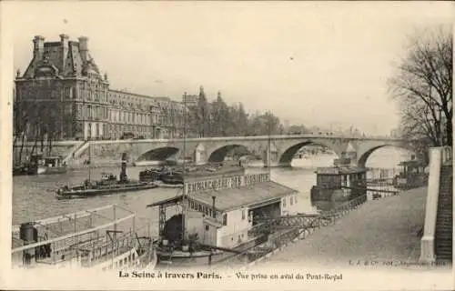 Ak Paris I Louvre, Blick flussabwärts vom Pont Royal