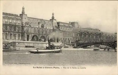 Ak Paris I Louvre, Blick auf die Seine im Louvre