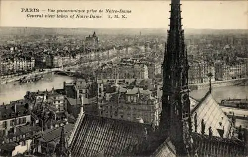 Ak Paris I Louvre, Panorama aufgenommen von Notre Dame