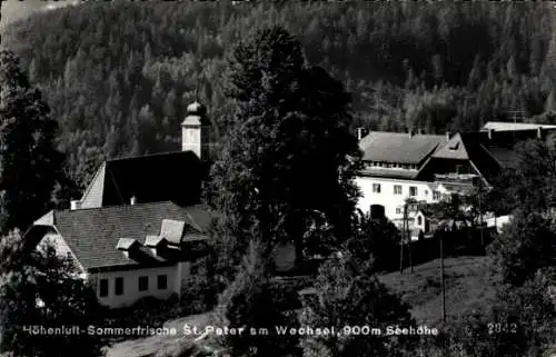 Ak St. Peter am Wechsel Niederösterreich, Teilansicht, Kirche