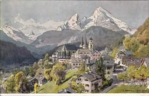 Künstler Ak Compton, Edward Harrison, Berchtesgaden in Oberbayern, Panorama