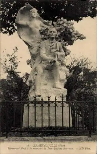 Ak Ermenonville Oise, Jean Jacques Rousseau Denkmal