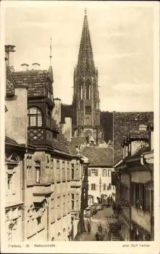 Ak Freiburg im Breisgau, Rathausstraße, Turm