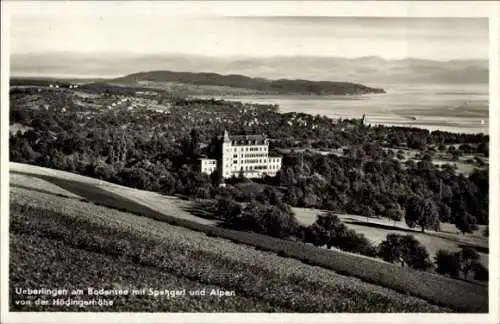 Ak Überlingen am Bodensee, von der Hödingerhöhe, Spetzgart, Alpen