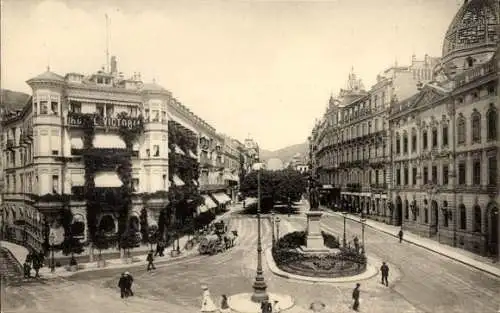 Ak Baden Baden am Schwarzwald, Leopoldsplatz, Sophienallee, Hotel Victoria