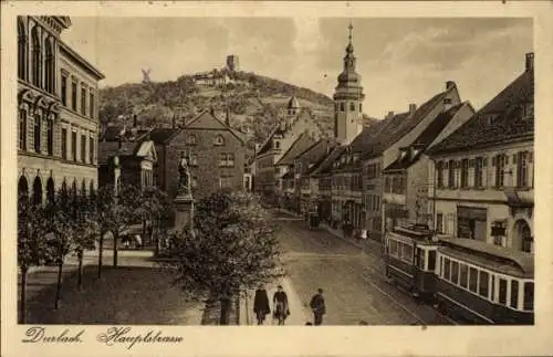 Ak Durlach Karlsruhe in Baden, Hauptstraße, Straßenbahn