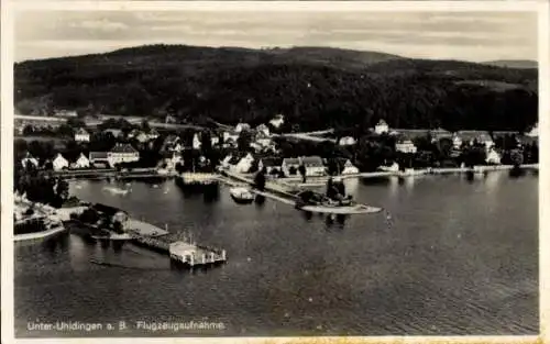 Ak Unteruhldingen Uhldingen Mühlhofen am Bodensee, Flugzeugaufnahme