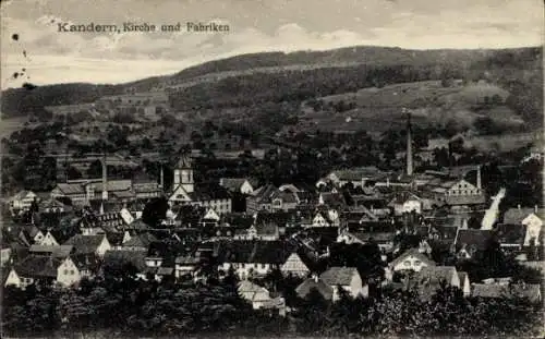 Ak Kandern im Schwarzwald Baden, Kirche, Fabriken