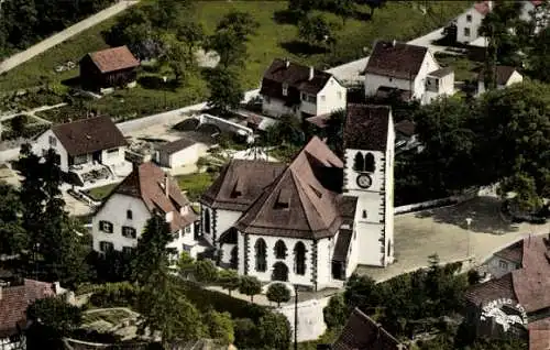 Ak Brombach Lörrach in Baden, Luftaufnahme, Kirche