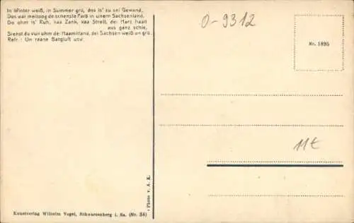 Lied Ak Vogel, Wilhelm, Oberwiesenthal, Wilkumme of 'en Fichtelbarg, Neues Fichtelberghaus, Winter