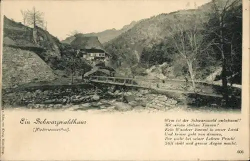 Ak Triberg im Schwarzwald, Niederwassertal, Schwarzwaldhaus, Gedicht