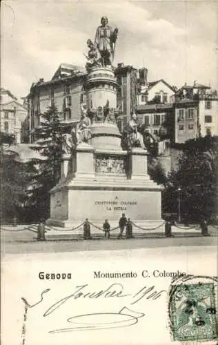 Ak Genova Genua Ligurien, Christoph Columbus Denkmal