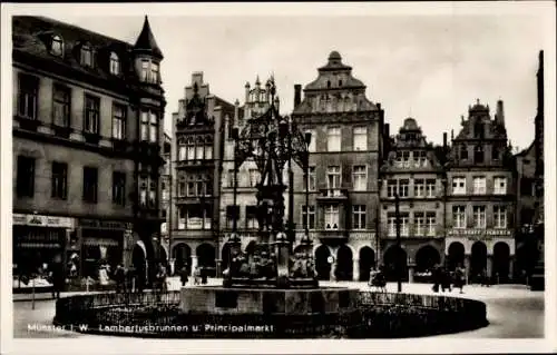 Ak Münster in Westfalen, Principalmarkt, Lambertusbrunnen