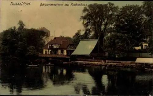 Ak Düsseldorf am Rhein, Schwanenspiegel, Fischerhaus