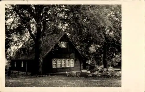 Foto Ak Ihringshausen Fuldatal Hessen, Holzhaus, Gasthaus