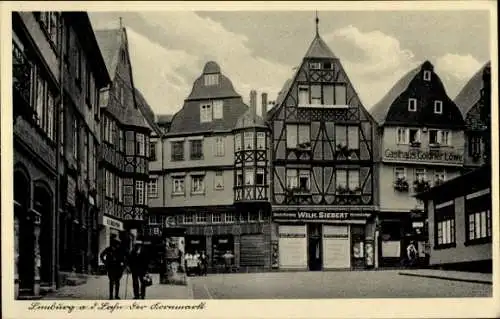 Ak Limburg an der Lahn, Kornmarkt, Geschäft Berufskleidung Wilh. Siebert, Gasthaus Goldner Löwe