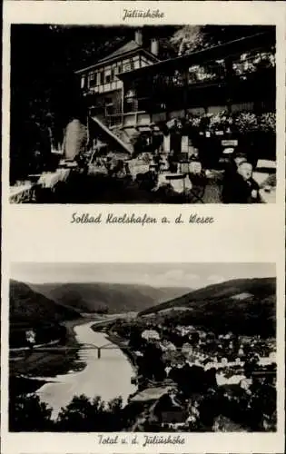 Ak Bad Karlshafen an der Weser, Bergrestaurant Juliushöhe, Blick von der Juliushöhe