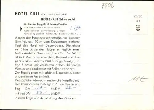 Ak Bad Herrenalb im Schwarzwald, Hotel Kull, Jägerstube