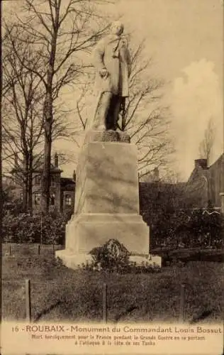 Ak Roubaix Nord, Monument Commandant Louis Bossut