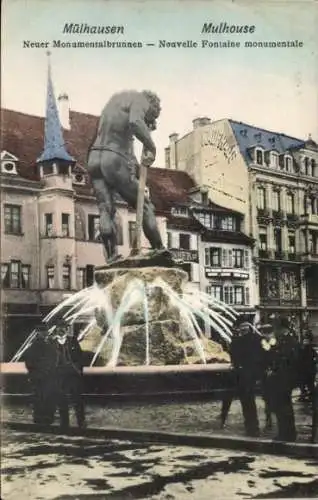 Ak Mulhouse Mülhausen Elsass Haut Rhin, Neuer Monumentalbrunnen