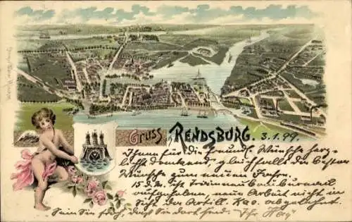 Litho Rendsburg in Schleswig Holstein, Gesamtansicht