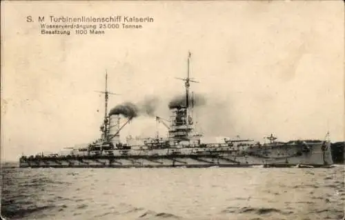 Ak Deutsches Kriegsschiff, SMS Kaiserin, Großlinienschiff, Kaiserliche Marine