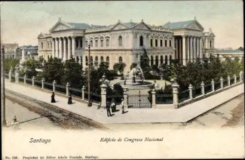 Ak Santiago Chile, Nationalkongressgebäude, Straßenansicht