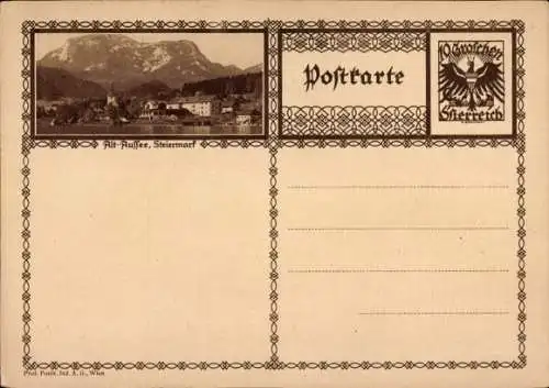 Ganzsachen Ak Alt Aussee Altaussee Steiermark, Panorama, Ort, Berge