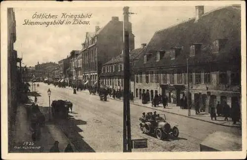 Ak Liepaja Libau Lettland, Straßenpartie, Auto, Passanten