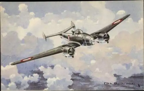 Künstler Ak Französisches Kampfflugzeug, Potez 63 11