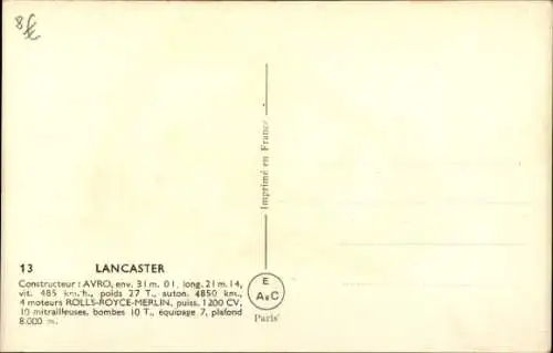 Künstler Ak Britisches Kampfflugzeug Avro 683 Lancaster, Bomber, RAF, II. W.K.