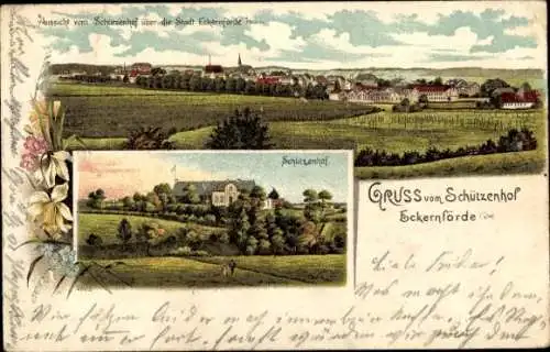 Litho Ostseebad Eckernförde, Schützenhof, Panorama