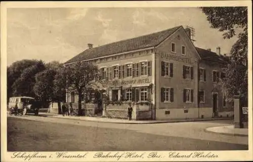 Ak Schopfheim in Baden, Bahnhof-Hotel