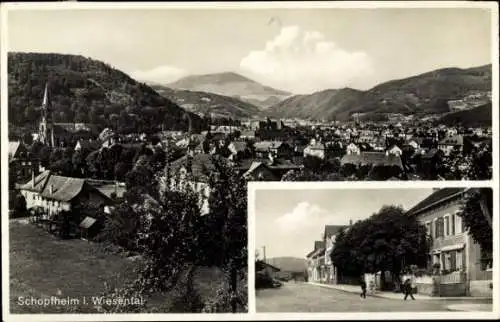 Ak Schopfheim in Baden, Bahnhof-Hotel, Totalansicht