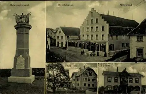 Ak Altusried im Allgäu, Kriegerdenkmal, Hauptstraße, Pfarrhaus