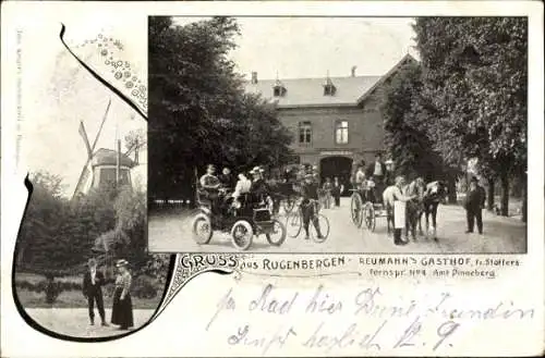 Ak Rugenbergen Bönningstedt in Schleswig Holstein, Reumann's Gasthof, Windmühle