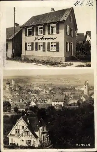 Foto Ak Mengen in Oberschwaben Württemberg, Totalansicht, Wohnhaus, 1933