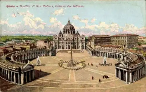 Künstler Ak Vatikan Rom Lazio, Petersdom, Palazzo del Vaticano