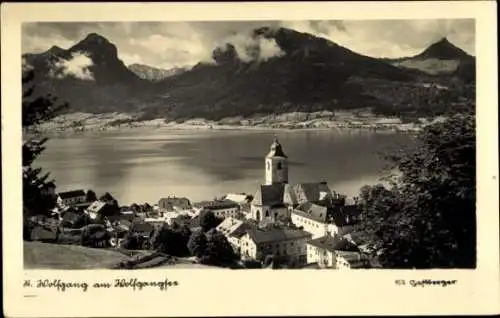 Ak St. Wolfgang am Wolfgangsee Oberösterreich, Teilansicht mit Blick auf den See, Gebirge