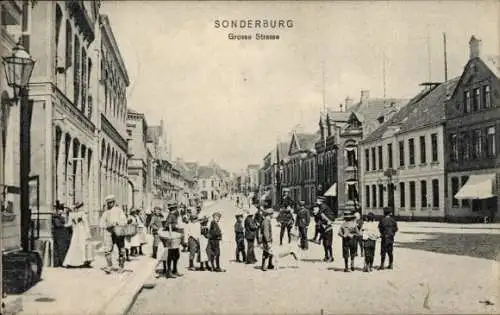 Ak Sønderborg Sonderburg Dänemark, Große Straße, Anwohner