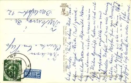 Ak Oberstdorf im Oberallgäu, Skisprungschanze, Skispringer Sepp Weiler, Autogramm 1956