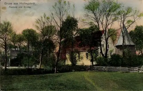 Ak Hollingstedt an der Treene, Pastorat und Kirche